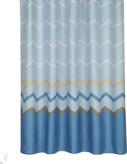 Nef-Nef Homeware Υφασμάτινη Κουρτίνα Μπάνιου 180x180 Reidar Blue