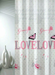 Joy Bath Love Fabric Shower Curtain 180x200cm Fuchsia