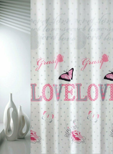 Joy Bath Love Κουρτίνα Μπάνιου Υφασμάτινη 180x200 cm Φούξια Joy Bath Love Κουρτίνα Μπάνιου Υφασμάτινη 180x200 cm Φούξια