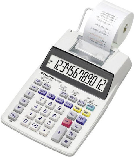 Sharp EL-1750V Калкулатор Ролка хартия за разписки 12 Цифри в Бял Цвят 1бр
