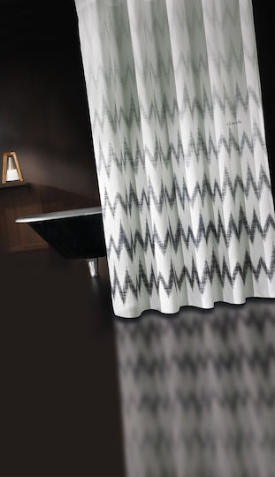 Guy Laroche Brooklyn Shower Curtain Fabric with Hooks 240x185cm Stone