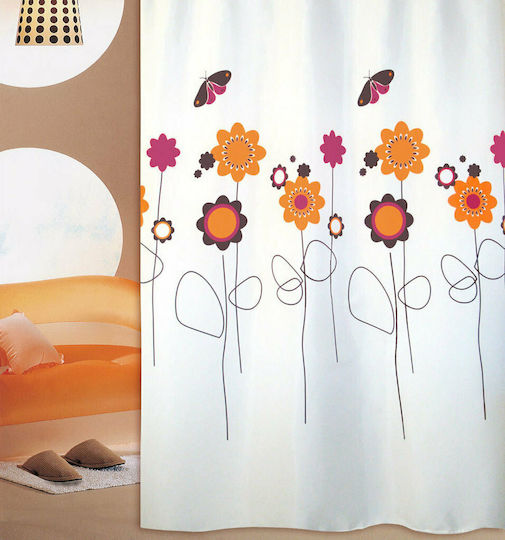 San Lorentzo Melodie Fabric Shower Curtain 180x180cm Orange 3025