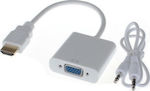 Anga Convertor HDMI masculin în VGA feminin Alb 1buc (552-154)