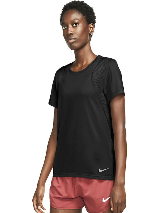 Nike Dri-Fit Αθλητικό Γυναικείο T-shirt Μαύρο