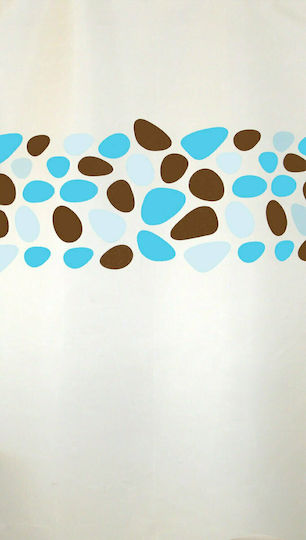 San Lorentzo Pebbles Κουρτίνα Μπάνιου Υφασμάτινη 180x200 cm Τιρκουάζ