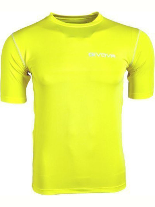 Givova Corpus 2 Maglia Ανδρική Ισοθερμική Κοντομάνικη Μπλούζα Κίτρινη