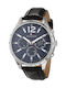 Tommy Hilfiger Gavin Ανδρικό Ρολόι 44mm Χρονογράφος Μπαταρίας με Μαύρο Δερμάτινο Λουράκι
