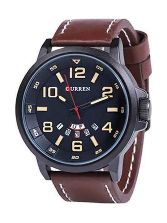 Curren Watch Battery with Brown Leather Strap