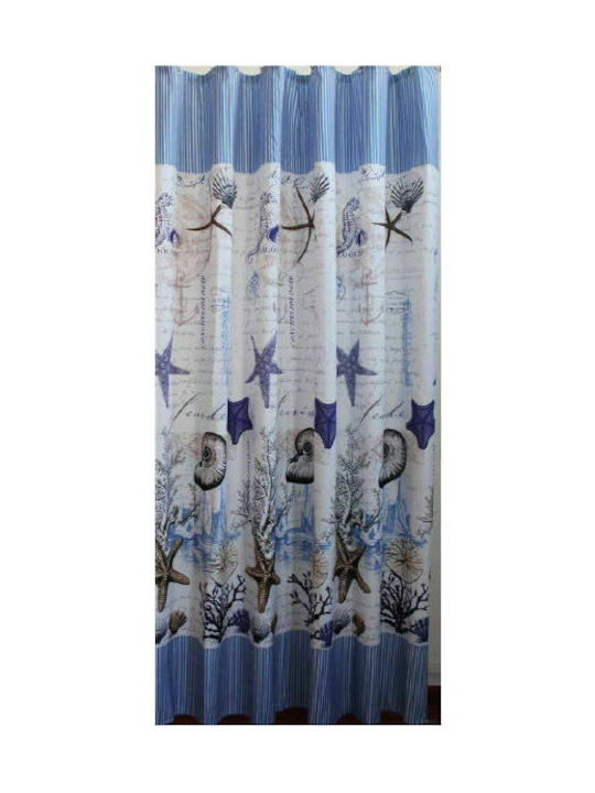 Chios Hellas No44 KO027 Fabric Shower Curtain 180x180cm Blue