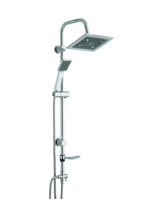 Tema Quadro Shower Column without Mixer 85cm Silver