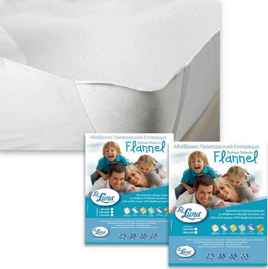 La Luna Protective Cover King Size Waterproof with Elastic Bands Flannel White 180x200cm