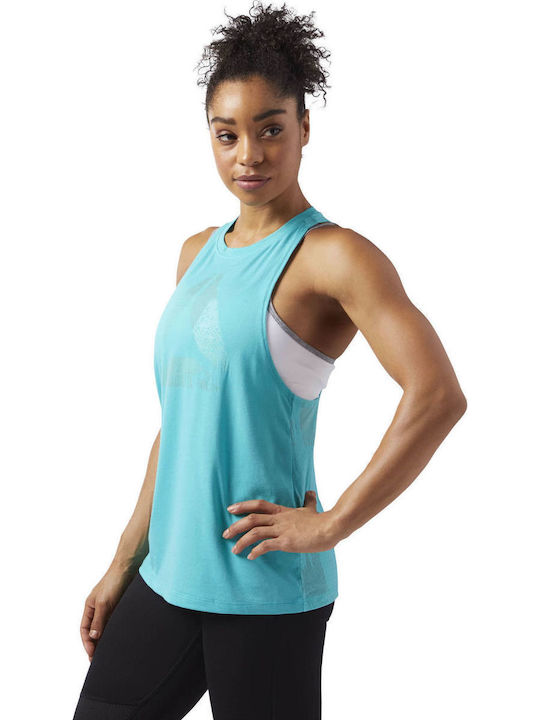 Reebok Burnout Tank Women's Athletic Blouse Sleeveless Blue