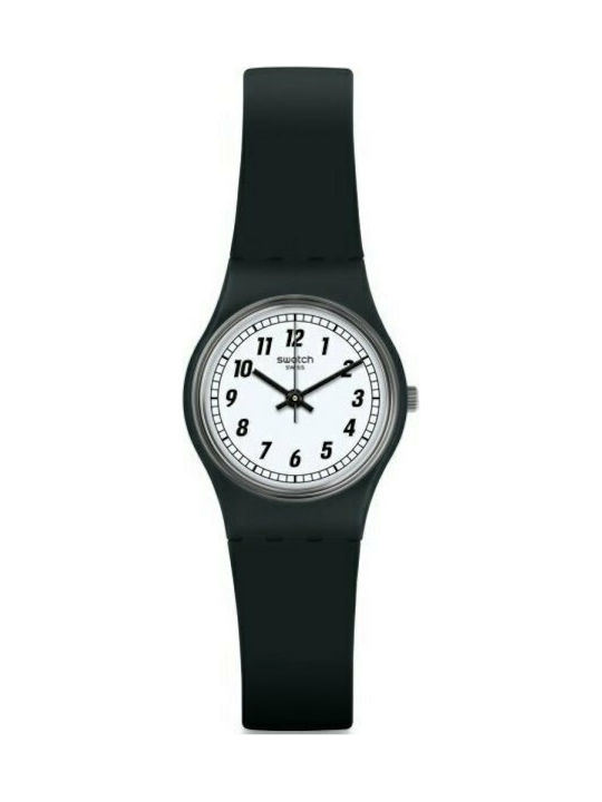 Swatch Something Black Watch with Black Rubber Strap