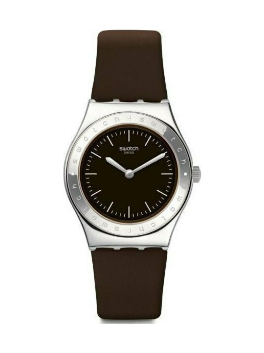 Swatch Lie De Vin Watch with Brown Rubber Strap