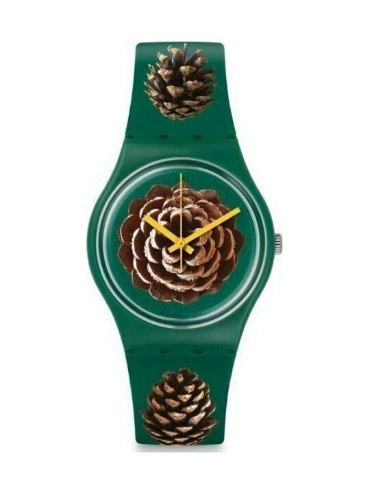 Swatch Pinezone Uhr mit Grün Kautschukarmband