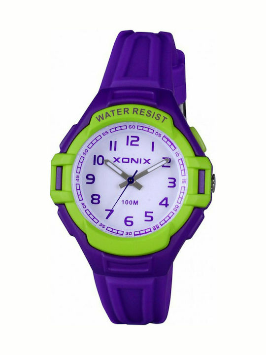 Xonix Ceas analogic pentru copii cu curea din cauciuc/plastic Violet