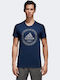 Adidas Emblem Herren Sport T-Shirt Kurzarm Blau