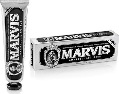 Marvis Amarelli Licorice + Xylitol Toothpaste for Ulitis , Plaque & Cavities 85ml