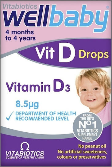 Vitabiotics Wellbaby Vit D drops Vitamin D3 Vitamin für Stärkung des Immunsystems & die Knochengesundheit 400iu 10mg 30ml