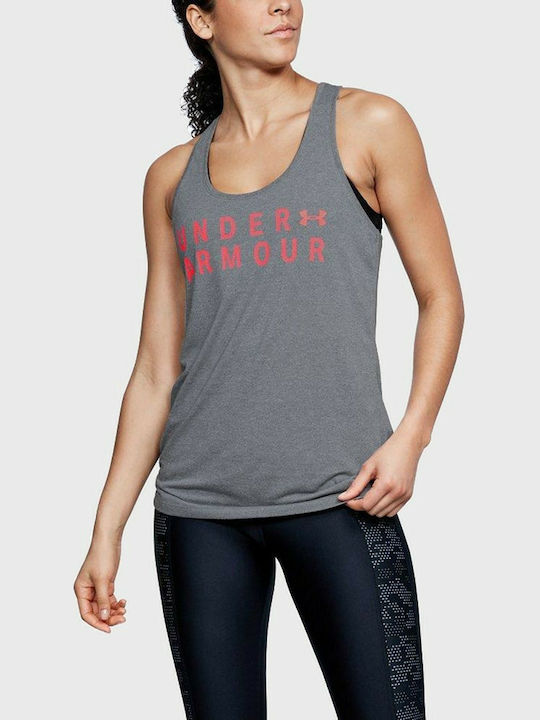 Under Armour Threadborne Graphic Twist Women's Athletic Blouse Sleeveless Gray