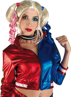 Carnival Wig with Braid Blond Rebel Girl Harley Quinn