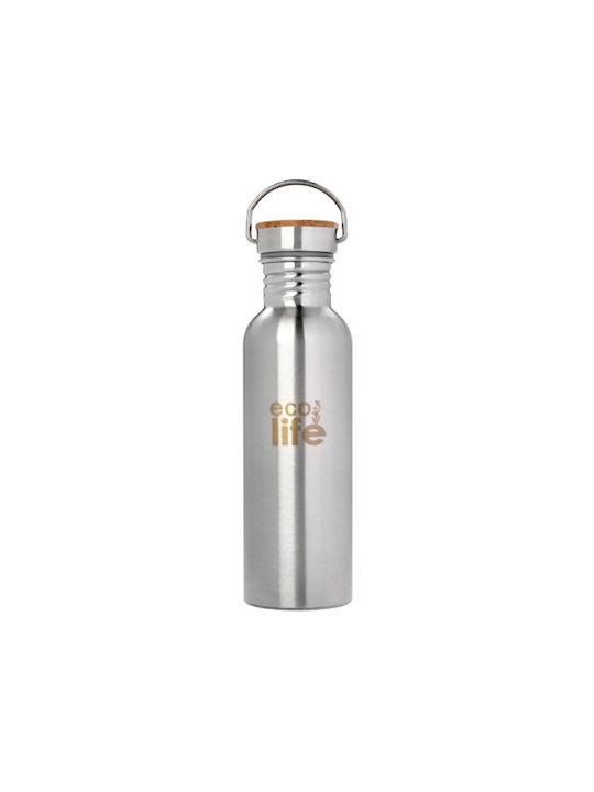 Ecolife Bamboo Ανοξείδωτο Παγούρι 750ml Ασημί Ecolife Bamboo Ανοξείδωτο Παγούρι 750ml Ασημί