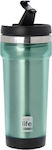 Ecolife Εσωτερικά Glass Thermos Stainless Steel BPA Free Green 420ml 33-BO-4007