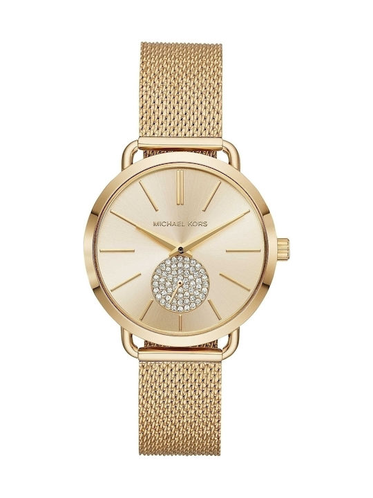 Michael Kors Portia Γυναικείο Ρολόι 41mm Μπαταρίας με Χρυσό Μεταλλικό Μπρασελέ