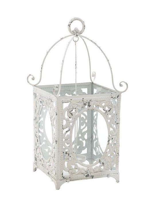 Inart Lantern Metallic Floor White 23.5x23.5x49εκ. 1pcs