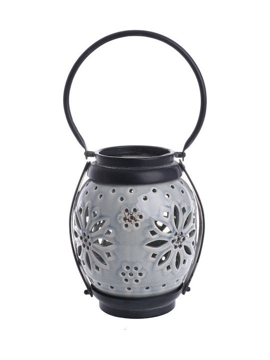 Inart Lantern Ceramic Tabletop Gray 10x10x20.5εκ. 1pcs