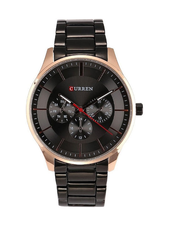 Curren Uhr Chronograph Batterie mit Metallarmband Rose / Gold