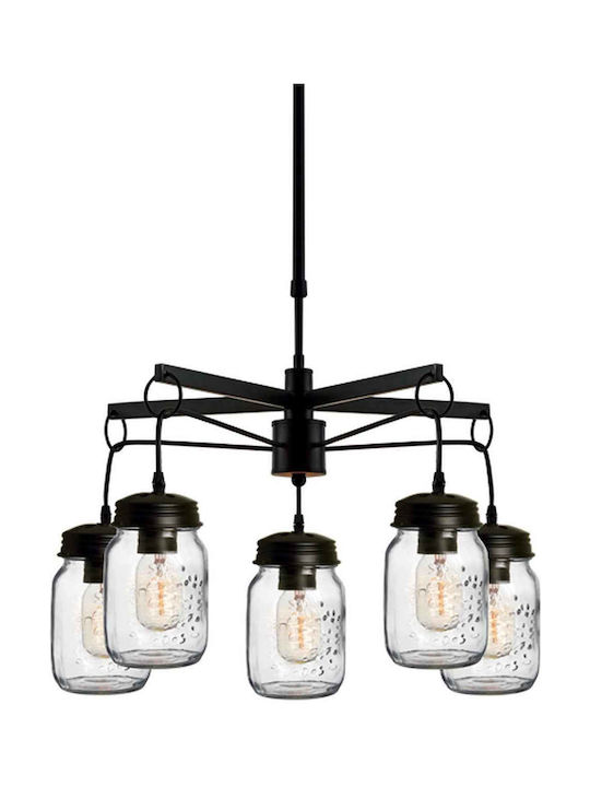 Aca Pendant Chandelier for 5 Bulbs E27 Black