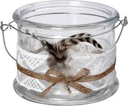 Espiel Feder Laterne Glas Transparent 13x13x13cm 1Stück