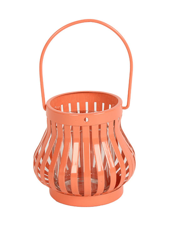 Keskor Lantern Metallic Tabletop Orange 8x8x8εκ...