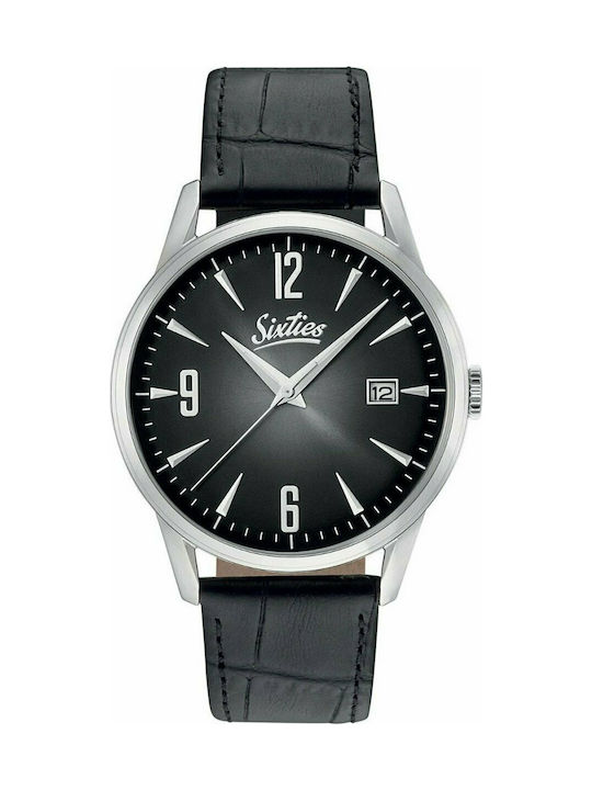 Sixties Watch Battery with Black Leather Strap SL-01-1