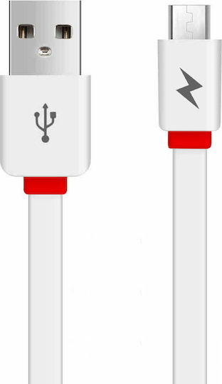 Awei Flat USB 2.0 to micro USB Cable Λευκό 1m (CL-950)
