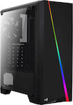 Aerocool Cylon Gaming Midi Tower Κουτί Υπολογιστή με Πλαϊνό Παράθυρο και RGB Φωτισμό Μαύρο