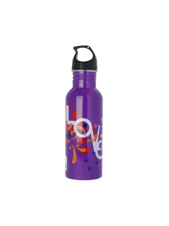 Ecolife Love Standard Stainless Steel Water Bottle 600ml Purple