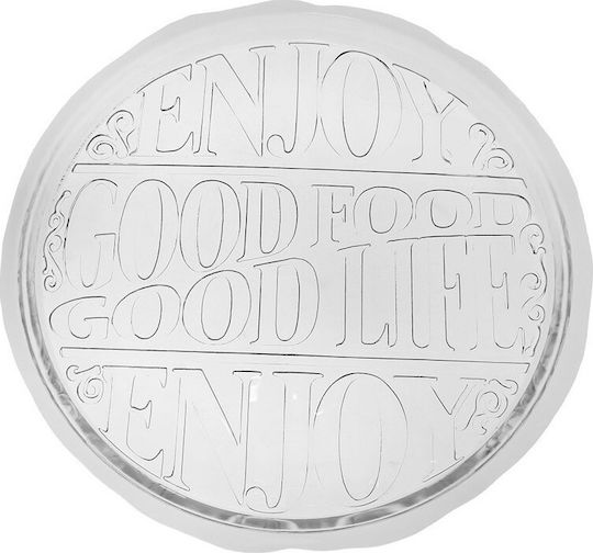 Espiel Round Glass Decorative Platter Enjoy Transparent 34.5x34.5cm