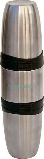 Campcool Δύο Μπουκάλι Θερμός Ανοξείδωτο 500ml Ασημί με Καπάκι-Κύπελλο