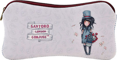 Santoro Fabric Pencil Case Gorjuss The Hatter with 1 Compartment White