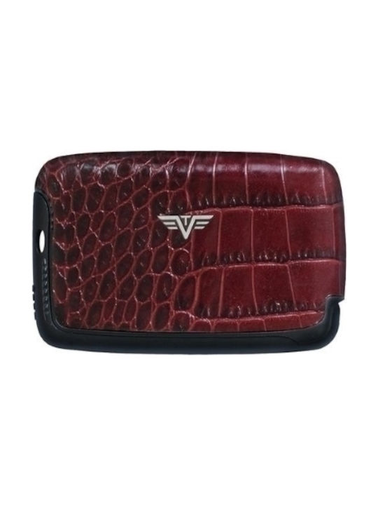 Leather Line Ανδρικό Πορτοφόλι Καρτών με RFID Μπορντό