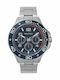 Nautica Pier 25 Men's Watch 48mm Chronograph Battery with Silver Metal Bracelet