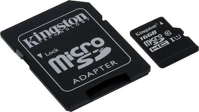 Kingston Canvas Select microSDHC 16GB Class 10 U1 UHS-I με αντάπτορα