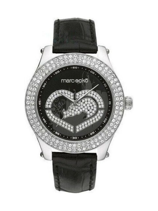 Marc Ecko Damen Uhr mit Schwarz Lederarmband