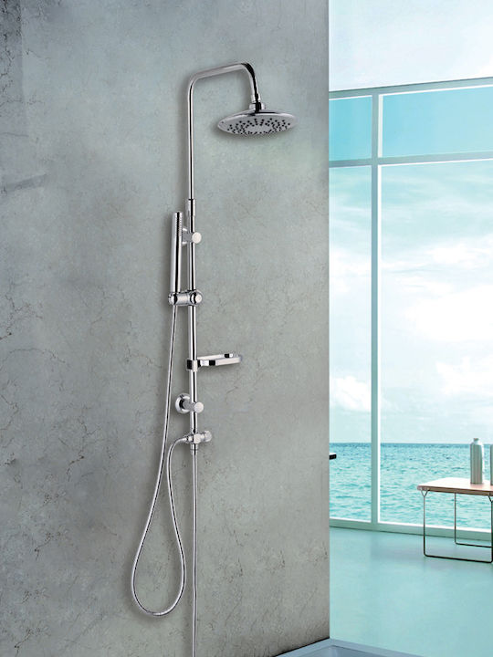 Karag Mairi Adjustable Shower Column without Mixer 71,5-128cm Silver