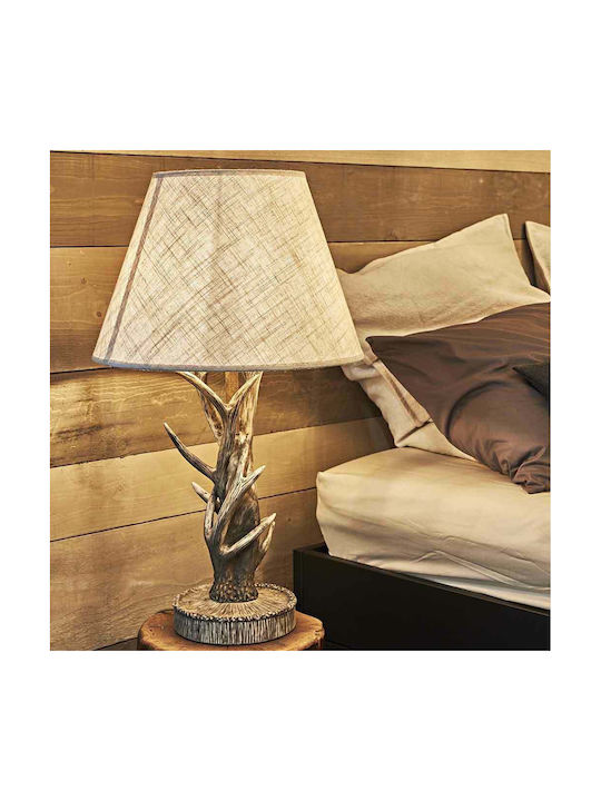 Ideal Lux Chalet Ξύλινο Vintage Πορτατίφ για Ντουί E27 με Μπεζ Καπέλο και Βάση