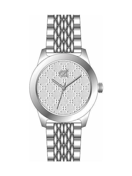 Visetti La Rose Watch with Silver Metal Bracelet