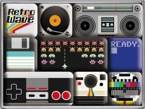 Nostalgic Art S/9 Retro Wave Media Rechteckig Set von Magneten Metallisch 7x10cm 9pcs