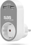 SAS Φορτιστής Χωρίς Καλώδιο με 2 Θύρες USB-A Γκρι (Go Multi)